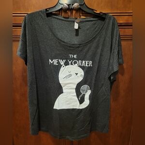 The Mew Yorker Sz Large CAT Meow Seam Read Black White
